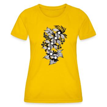Schwarzweiß Blumenspirale - Frauen Funktions-T-Shirt - Eigelb - Vorne - AI Model Female 172 dark (172cm)