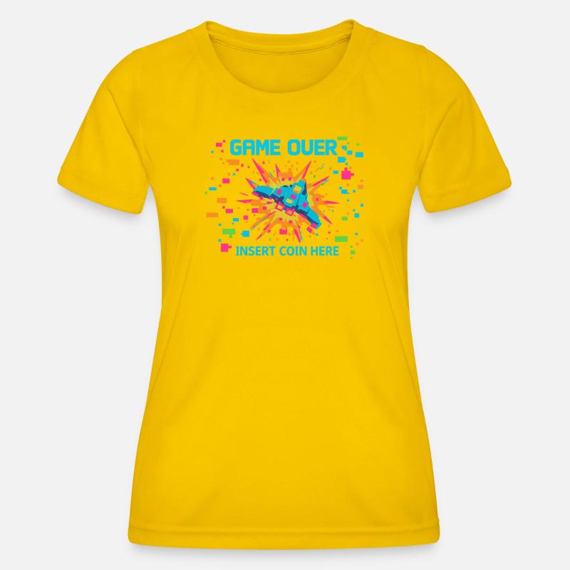 Game Over Neon Arcade Game - Women's Functional T-Shirt - egg yellow