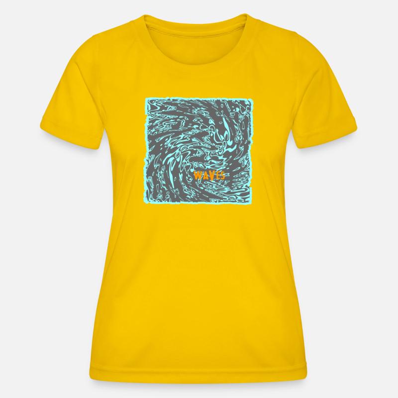 Wave flow neon pattern surf - Women's Functional T-Shirt - egg yellow