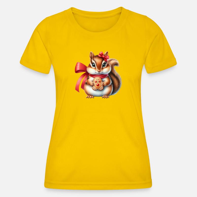 Ginger Squirrel with Cookie - Women's Functional T-Shirt - egg yellow