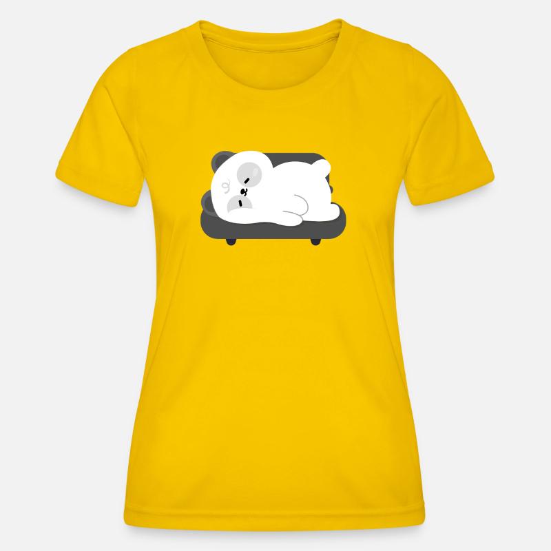Tired Panda Nap on Sofa - Women's Functional T-Shirt - egg yellow