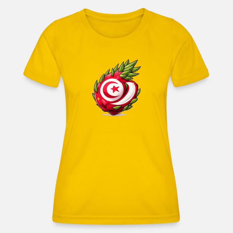 Tunisian Fruit Heart Pattern - Women's Functional T-Shirt - egg yellow