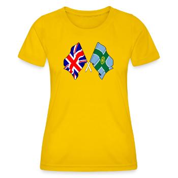 Derbyshire & Great Britain - Women's Functional T-Shirt - egg yellow - Front - AI Model Female 172 dark (172cm)