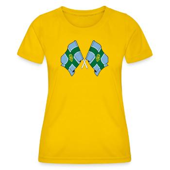Drapeaux du Derbyshire croisés - T-shirt sport Femme - jaune d'œuf - Devant - AI Model Female 172 dark (172cm)
