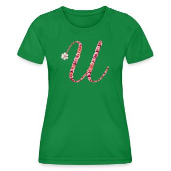 Monogramme floral romantique « U » - T-shirt sport Femme - vert - Devant - AI Model Female 172 dark (172cm)