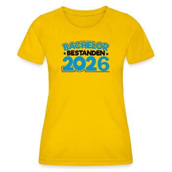Licence 2026 Remise des diplômes - T-shirt sport Femme - jaune d'œuf - Devant - AI Model Female 172 dark (172cm)