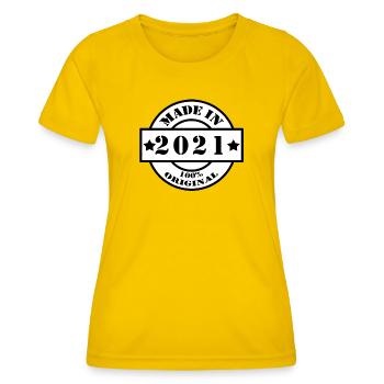 FABRIQUÉ EN 2021 Année de naissance de la construction Cadeau vintage - T-shirt sport Femme - jaune d'œuf - Devant - AI Model Female 172 dark (172cm)