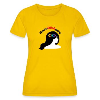 NeuroDivaGent als Superpower, Neurodivergent - Frauen Funktions-T-Shirt - Eigelb - Vorne - AI Model Female 172 dark (172cm)