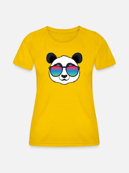 Panda Regenbogen-Sonnenbrille - Frauen Funktions-T-Shirt - Eigelb