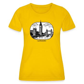London Line Style: Big Ben and Tower Bridge - Women's Functional T-Shirt - egg yellow - Front - AI Model Female 172 dark (172cm)