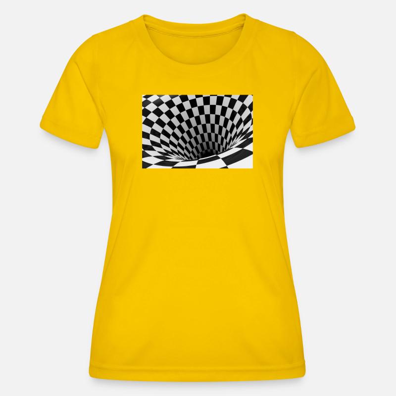 Black and white checkerboard vortex - Women's Functional T-Shirt - egg yellow
