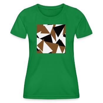 Brown Black Triangles Geometry - Women's Functional T-Shirt - kelly green - Front - AI Model Female 172 dark (172cm)