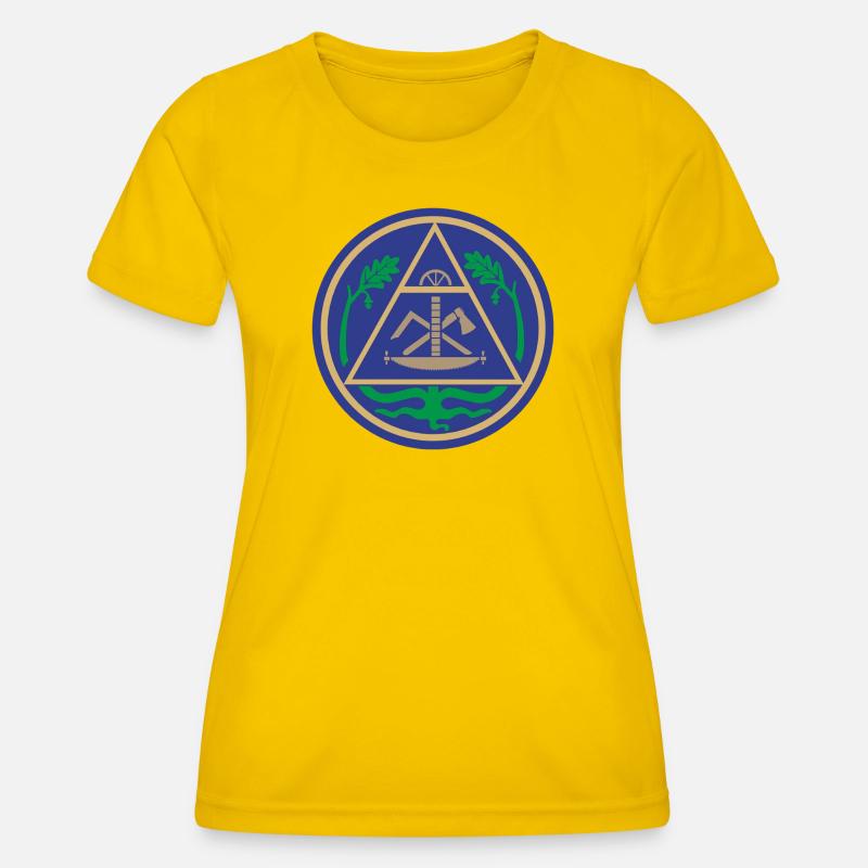 51195_Zimmerer Geometric Triangle Emblem - Women's Functional T-Shirt - egg yellow