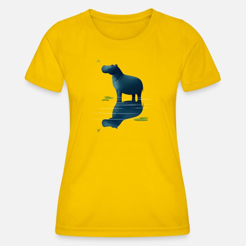 Nilpferd und Libelle - Frauen Funktions-T-Shirt - Eigelb