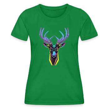 Neon-Hirschkopf - Frauen Funktions-T-Shirt - Kelly Green - Vorne - AI Model Female 172 dark (172cm)