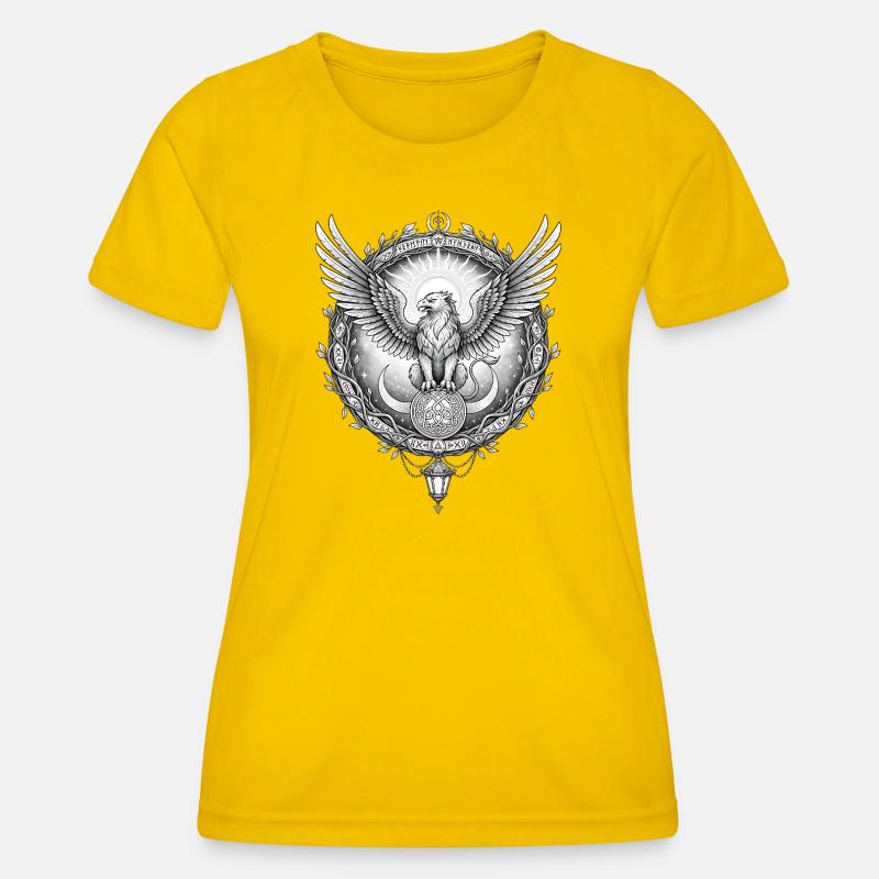 Cosmic Eagle with Rune Ring - Women's Functional T-Shirt - egg yellow