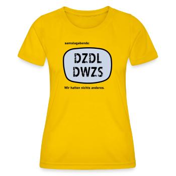 Fernsehunterhaltung meiner Jugend - Frauen Funktions-T-Shirt - Eigelb - Vorne - AI Model Female 172 dark (172cm)