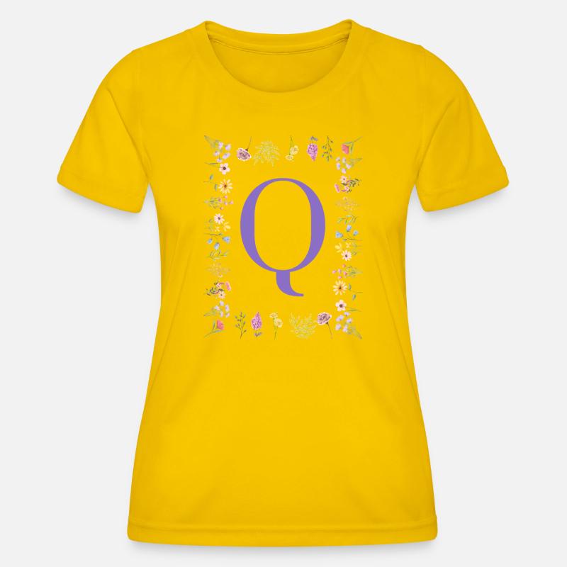 Monogram "Q", floral initials - Women's Functional T-Shirt - egg yellow