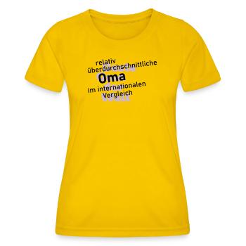 überdurchschnittliche oma - Frauen Funktions-T-Shirt - Eigelb - Vorne - AI Model Female 172 dark (172cm)