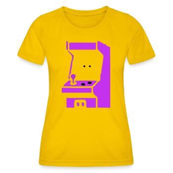  Spielautomat Arcade Silhouette - Frauen Funktions-T-Shirt - Eigelb - Vorne - AI Model Female 172 dark (172cm)