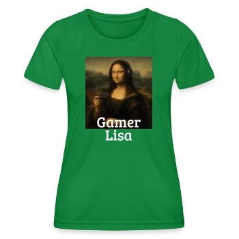 Gamer Lisa Leonardo Da Vinci Video Game Mona Lisa - Women's Functional T-Shirt - kelly green - Front - AI Model Female 172 dark (172cm)
