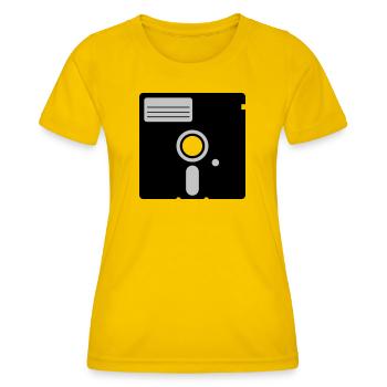 retro floppy disk - Women's Functional T-Shirt - egg yellow - Front - AI Model Female 172 dark (172cm)