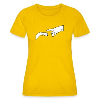 Hundepfote - gib Pfote - Frauen Funktions-T-Shirt - Eigelb - Vorne - AI Model Female 172 dark (172cm)