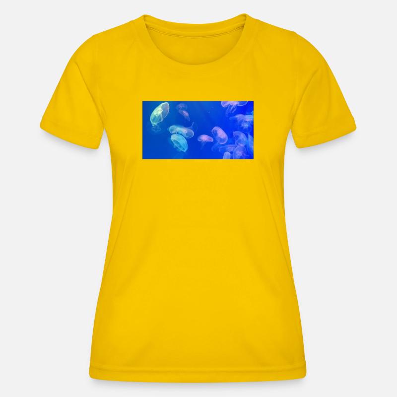Blue jellyfish pattern - Women's Functional T-Shirt - egg yellow