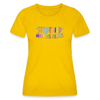 Mot de l’année Cityscape - T-shirt sport Femme - jaune d'œuf - Devant - AI Model Female 172 dark (172cm)