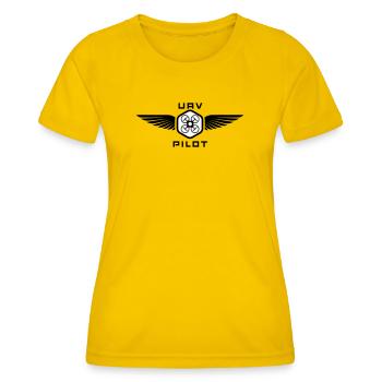 UAV PILOT2 - Frauen Funktions-T-Shirt - Eigelb - Vorne - AI Model Female 172 dark (172cm)