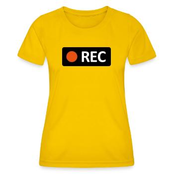 Camera REC recording button. Record, live, rec - Women's Functional T-Shirt - egg yellow - Front - AI Model Female 172 dark (172cm)