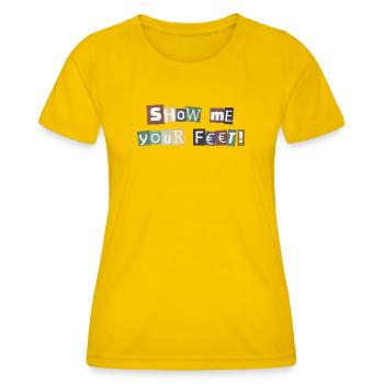 Montre-moi ta rançon de pieds - T-shirt sport Femme - jaune d'œuf - Devant - AI Model Female 172 dark (172cm)