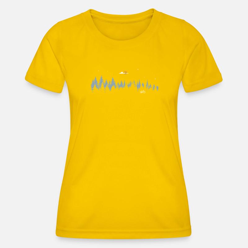 Moonlit Forest Bicycle Scene - Women's Functional T-Shirt - egg yellow
