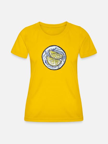 Zitronen Handzeichnung - Frauen Funktions-T-Shirt - Eigelb