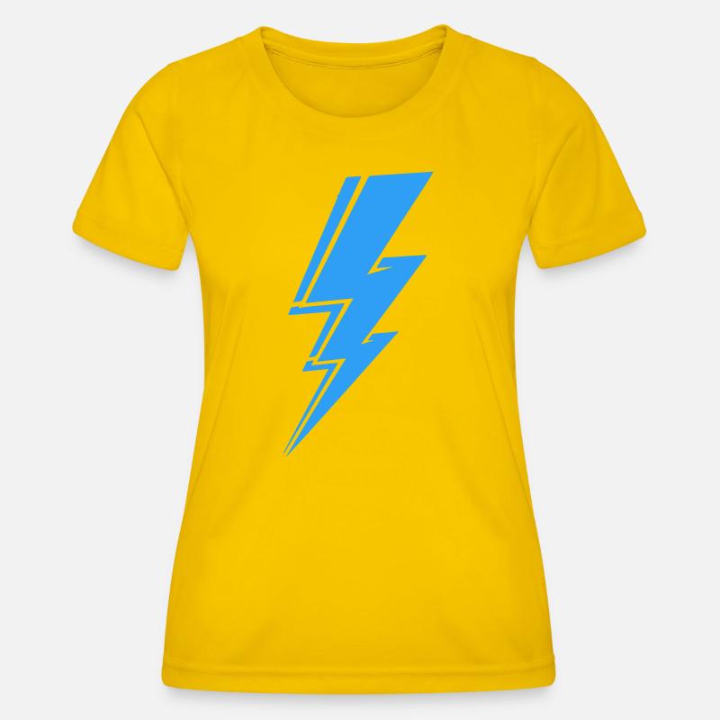 Lightning in Modern Blue - Women's Functional T-Shirt - egg yellow