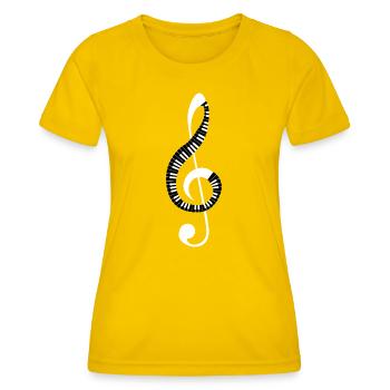 Treble-Spirale aus Klaviertasten - Frauen Funktions-T-Shirt - Eigelb - Vorne - AI Model Female 172 dark (172cm)