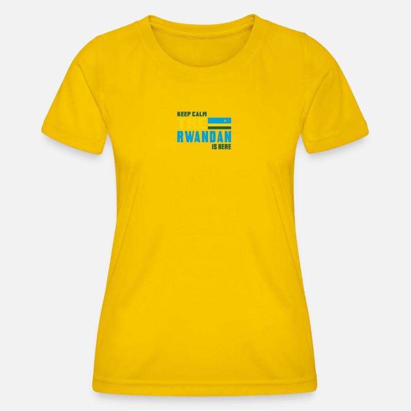 Keep calm Rwanda flag design - Women's Functional T-Shirt - egg yellow