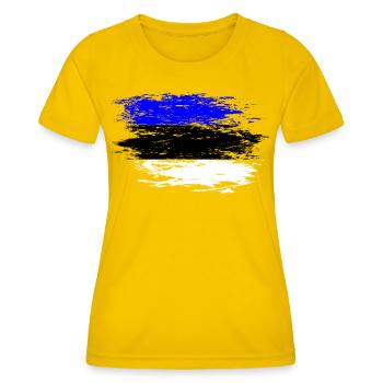 Estland Flagge used - Frauen Funktions-T-Shirt - Eigelb - Vorne - AI Model Female 172 dark (172cm)