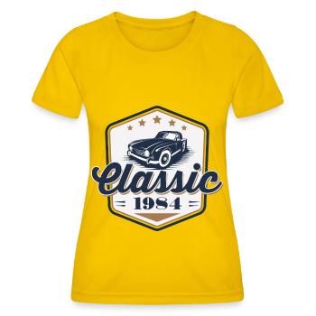 40e anniversaire 1984 voiture classique voiture classique - T-shirt sport Femme - jaune d'œuf - Devant - AI Model Female 172 dark (172cm)