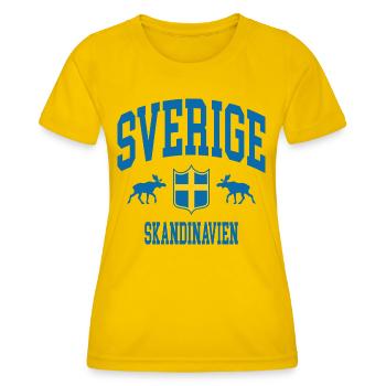 Suède - T-shirt sport Femme - jaune d'œuf - Devant - AI Model Female 172 dark (172cm)