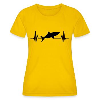 shark heartbeat shark shark fin - Women's Functional T-Shirt - egg yellow - Front - AI Model Female 172 dark (172cm)