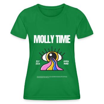 Molly Time Open-Mind Festival Rave Trippy Techno - Frauen Funktions-T-Shirt - Kelly Green - Vorne - AI Model Female 172 dark (172cm)