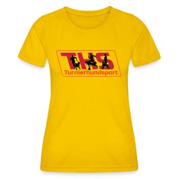 Turnierhundsport 2022 - Frauen Funktions-T-Shirt - Eigelb - Vorne - AI Model Female 172 dark (172cm)