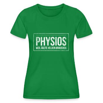 Physios weil Ärzte auch Helden brauchen - Frauen Funktions-T-Shirt - Kelly Green - Vorne - AI Model Female 172 dark (172cm)