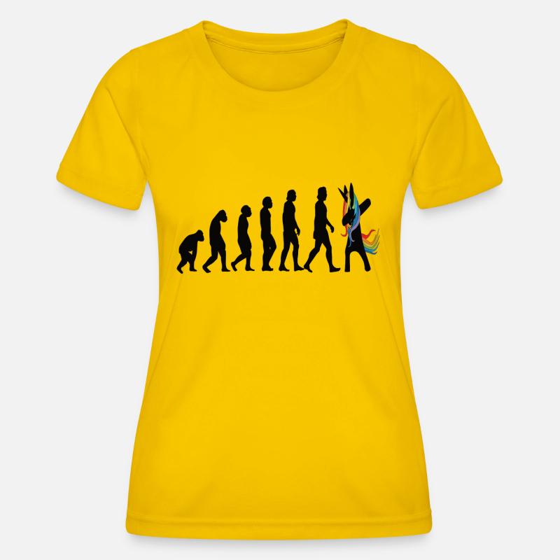 Einhorn Evolution - Unicorn Evolution - Frauen Funktions-T-Shirt - Eigelb