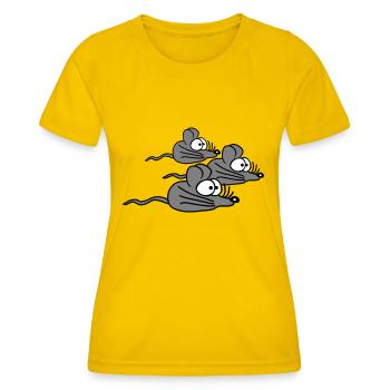 3 Mice Family Child Mom Dad Parents Three Friends - Women's Functional T-Shirt - egg yellow - Front - AI Model Female 172 dark (172cm)