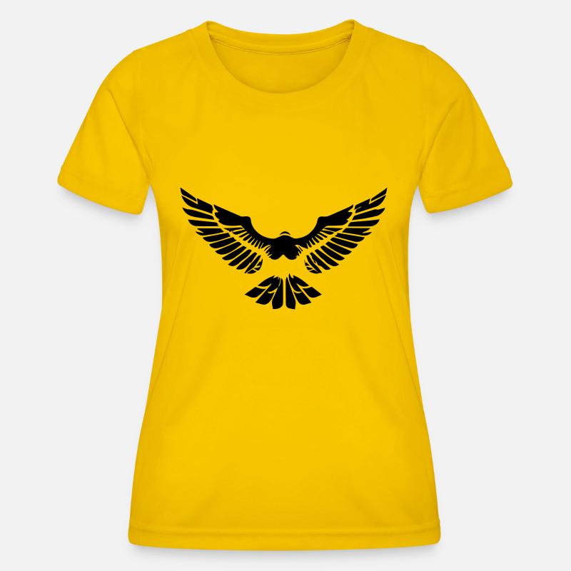 stylized eagle opening its wings in front - Women's Functional T-Shirt - egg yellow