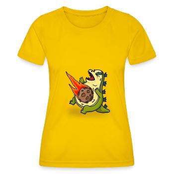 Earth Strike Big Bang Dino Design - T-shirt sport Femme - jaune d'œuf - Devant - AI Model Female 172 dark (172cm)