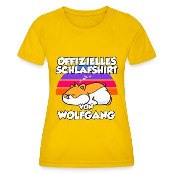 Offizielles Schlafshirt Von Wolfgang - Frauen Funktions-T-Shirt - Eigelb - Vorne - AI Model Female 172 dark (172cm)