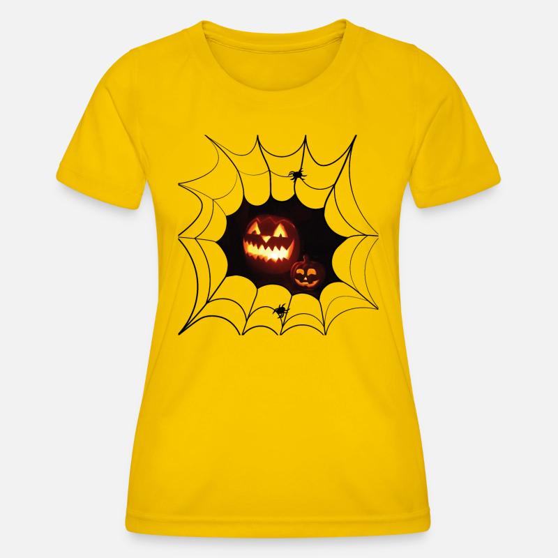Luminous pumpkin smiling pumpkin - Women's Functional T-Shirt - egg yellow